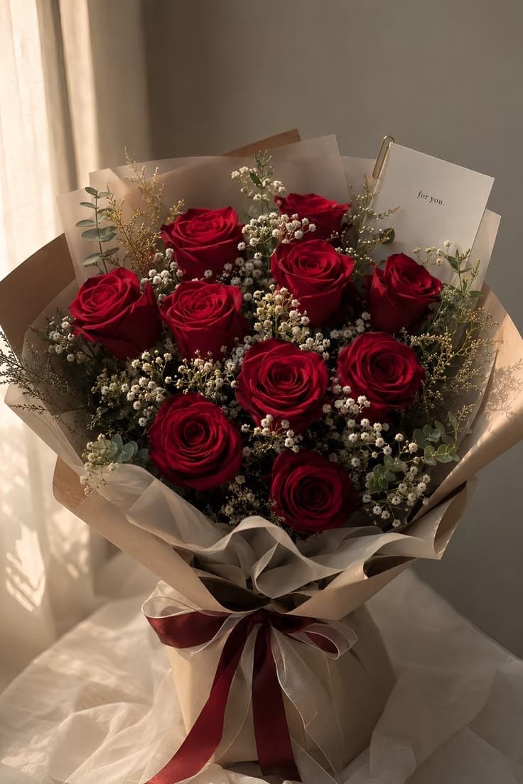 Signature Wrapped Red Rose Bouquet