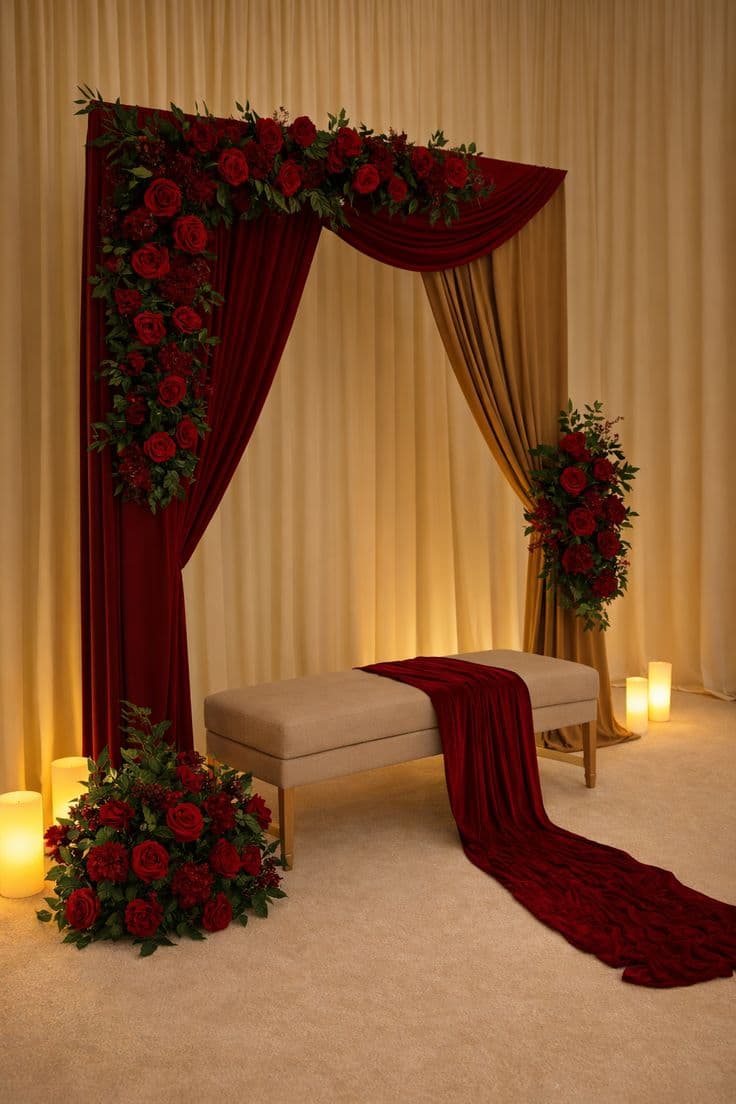 Romantic Red Gold Floral