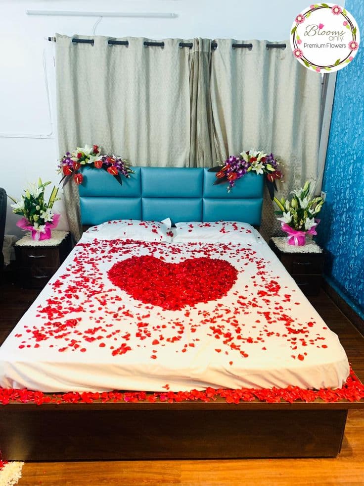 Romantic Bedroom Floral Setup