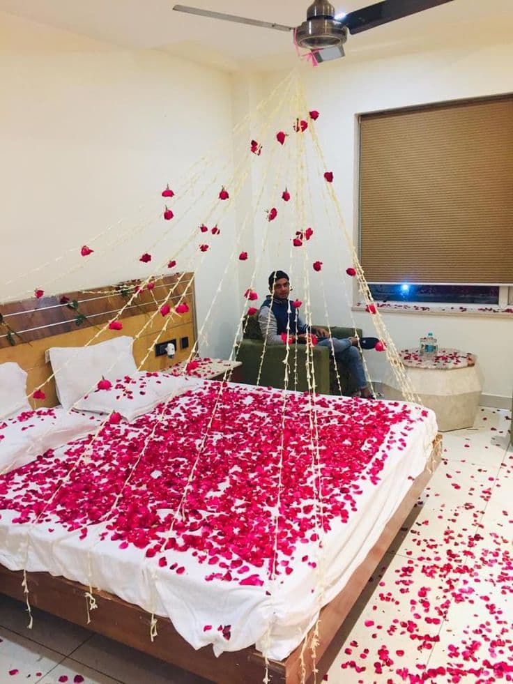 Romantic Rose Petal Bedroom Decor